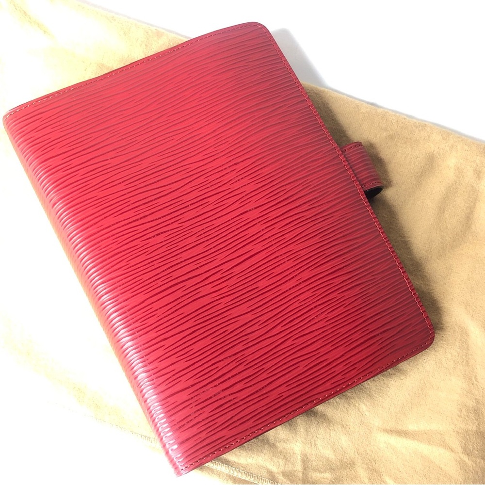 LOUIS VUITTON Red Epi Leather Notebook Agenda Passport Cover MM - Picture 15 of 16